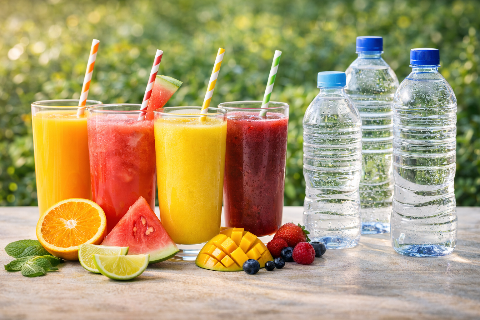 Jugos y agua